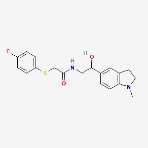 B2697525 2-((4-fluorophenyl)thio)-N-(2-hydroxy-2-(1-methylindolin-5-yl)ethyl)acetamide CAS No. 1705761-01-8