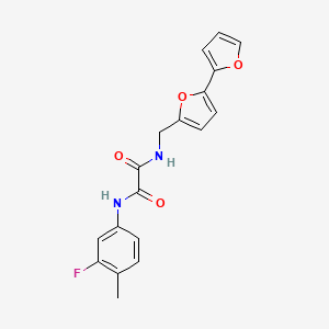 molecular formula C18H15FN2O4 B2697547 N-({[2,2'-bifuran]-5-yl}methyl)-N'-(3-fluoro-4-methylphenyl)ethanediamide CAS No. 2034252-48-5