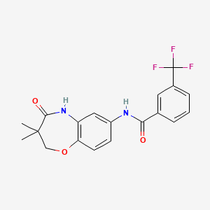 molecular formula C19H17F3N2O3 B2697576 N-(3,3-dimethyl-4-oxo-2,3,4,5-tetrahydro-1,5-benzoxazepin-7-yl)-3-(trifluoromethyl)benzamide CAS No. 921816-92-4
