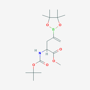 molecular formula C17H30BNO6 B2697585 Methyl 2-[(2-methylpropan-2-yl)oxycarbonylamino]-4-(4,4,5,5-tetramethyl-1,3,2-dioxaborolan-2-yl)pent-4-enoate CAS No. 2143963-92-0