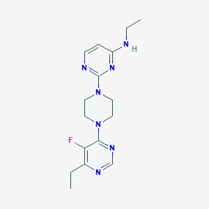 molecular formula C16H22FN7 B2697596 N-Ethyl-2-[4-(6-ethyl-5-fluoropyrimidin-4-yl)piperazin-1-yl]pyrimidin-4-amine CAS No. 2415601-00-0