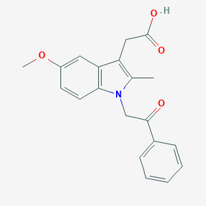 molecular formula C20H19NO4 B026976 1H-Indole-3-acetic acid, 5-methoxy-2-methyl-1-(2-oxo-2-phenylethyl)- CAS No. 106287-90-5