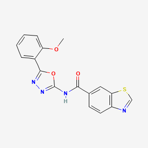 molecular formula C17H12N4O3S B2697608 N-[5-(2-methoxyphenyl)-1,3,4-oxadiazol-2-yl]-1,3-benzothiazole-6-carboxamide CAS No. 865286-16-4