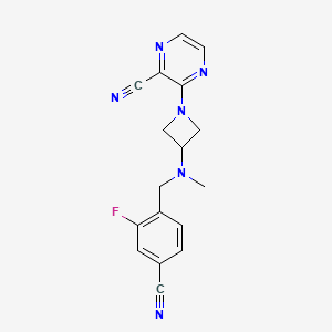 molecular formula C17H15FN6 B2697643 3-(3-{[(4-Cyano-2-fluorophenyl)methyl](methyl)amino}azetidin-1-yl)pyrazine-2-carbonitrile CAS No. 2380094-65-3