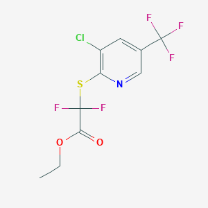 molecular formula C10H7ClF5NO2S B2697645 Ethyl 2-{[3-chloro-5-(trifluoromethyl)-2-pyridinyl]sulfanyl}-2,2-difluoroacetate CAS No. 478043-86-6