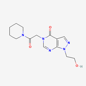 molecular formula C14H19N5O3 B2697744 1-(2-hydroxyethyl)-5-(2-oxo-2-(piperidin-1-yl)ethyl)-1H-pyrazolo[3,4-d]pyrimidin-4(5H)-one CAS No. 899971-21-2