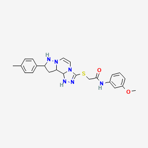 molecular formula C23H20N6O2S B2697797 N-(3-methoxyphenyl)-2-{[11-(4-methylphenyl)-3,4,6,9,10-pentaazatricyclo[7.3.0.0^{2,6}]dodeca-1(12),2,4,7,10-pentaen-5-yl]sulfanyl}acetamide CAS No. 1223895-80-4