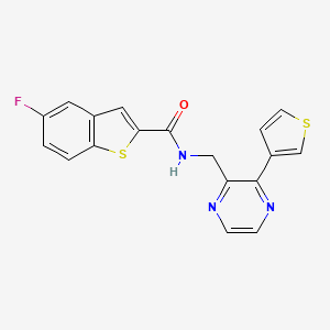 molecular formula C18H12FN3OS2 B2697804 5-fluoro-N-((3-(thiophen-3-yl)pyrazin-2-yl)methyl)benzo[b]thiophene-2-carboxamide CAS No. 2034368-37-9