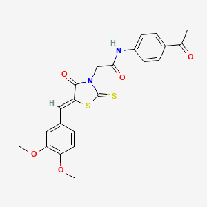 molecular formula C22H20N2O5S2 B2697814 N-(4-acetylphenyl)-2-[(5Z)-5-[(3,4-dimethoxyphenyl)methylidene]-4-oxo-2-sulfanylidene-1,3-thiazolidin-3-yl]acetamide CAS No. 681832-43-9