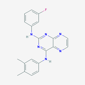 molecular formula C20H17FN6 B2697815 N4-(3,4-dimethylphenyl)-N2-(3-fluorophenyl)pteridine-2,4-diamine CAS No. 946297-73-0
