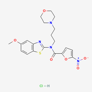 molecular formula C20H23ClN4O6S B2697816 N-(5-methoxybenzo[d]thiazol-2-yl)-N-(3-morpholinopropyl)-5-nitrofuran-2-carboxamide hydrochloride CAS No. 1215798-04-1