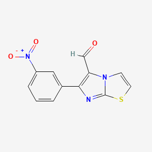 molecular formula C12H7N3O3S B2697973 6-(3-Nitrophenyl)imidazo[2,1-b]thiazole-5-carbaldehyde CAS No. 808139-95-9