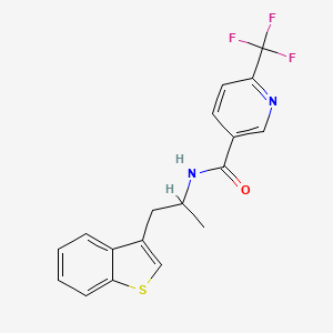 molecular formula C18H15F3N2OS B2697988 N-[1-(1-benzothiophen-3-yl)propan-2-yl]-6-(trifluoromethyl)pyridine-3-carboxamide CAS No. 2034470-47-6