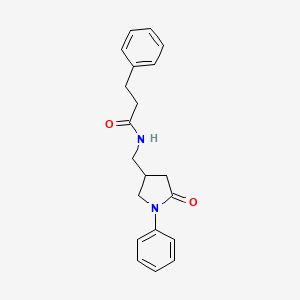 molecular formula C20H22N2O2 B2697993 N-((5-oxo-1-phenylpyrrolidin-3-yl)methyl)-3-phenylpropanamide CAS No. 954627-60-2