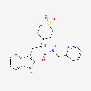 molecular formula C21H24N4O3S B2697999 2-(1,1-dioxo-1lambda6-thiomorpholin-4-yl)-3-(1H-indol-3-yl)-N-[(pyridin-2-yl)methyl]propanamide CAS No. 478040-54-9