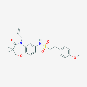 molecular formula C23H28N2O5S B2698075 N-(5-allyl-3,3-dimethyl-4-oxo-2,3,4,5-tetrahydrobenzo[b][1,4]oxazepin-7-yl)-2-(4-methoxyphenyl)ethanesulfonamide CAS No. 921914-36-5