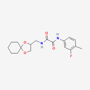 molecular formula C18H23FN2O4 B2698145 N-({1,4-dioxaspiro[4.5]decan-2-yl}methyl)-N'-(3-fluoro-4-methylphenyl)ethanediamide CAS No. 899730-75-7