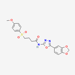 molecular formula C20H19N3O7S B2698172 N-(5-(benzo[d][1,3]dioxol-5-yl)-1,3,4-oxadiazol-2-yl)-4-((4-methoxyphenyl)sulfonyl)butanamide CAS No. 922119-06-0