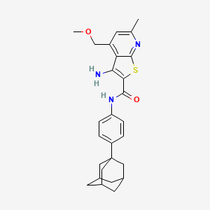 molecular formula C27H31N3O2S B2698192 N-[4-(ADAMANTAN-1-YL)PHENYL]-3-AMINO-4-(METHOXYMETHYL)-6-METHYLTHIENO[2,3-B]PYRIDINE-2-CARBOXAMIDE CAS No. 925079-36-3