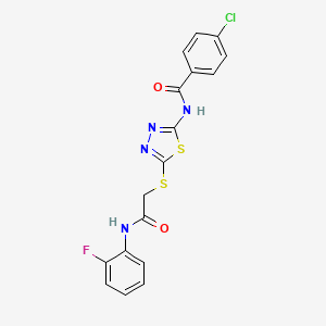 molecular formula C17H12ClFN4O2S2 B2698207 4-chloro-N-(5-((2-((2-fluorophenyl)amino)-2-oxoethyl)thio)-1,3,4-thiadiazol-2-yl)benzamide CAS No. 392298-47-4