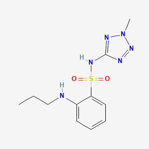 molecular formula C11H16N6O2S B2698239 N-(2-Methyltetrazol-5-yl)-2-(propylamino)benzenesulfonamide CAS No. 1516432-52-2