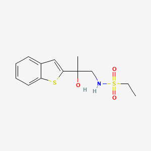 molecular formula C13H17NO3S2 B2698246 N-(2-(benzo[b]thiophen-2-yl)-2-hydroxypropyl)ethanesulfonamide CAS No. 2034403-90-0