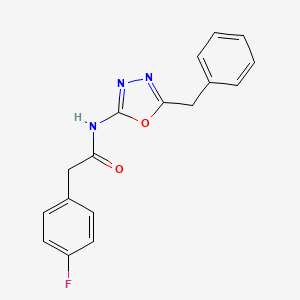 molecular formula C17H14FN3O2 B2698265 N-(5-benzyl-1,3,4-oxadiazol-2-yl)-2-(4-fluorophenyl)acetamide CAS No. 954618-99-6