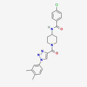 molecular formula C23H24ClN5O2 B2698275 4-chloro-N-(1-(1-(3,4-dimethylphenyl)-1H-1,2,3-triazole-4-carbonyl)piperidin-4-yl)benzamide CAS No. 1251682-68-4