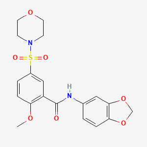 molecular formula C19H20N2O7S B2698277 N-(2H-1,3-BENZODIOXOL-5-YL)-2-METHOXY-5-(MORPHOLINE-4-SULFONYL)BENZAMIDE CAS No. 496777-46-9