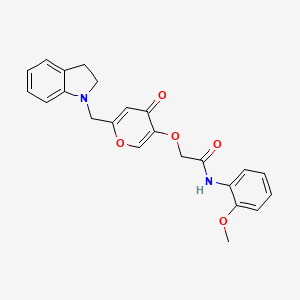 molecular formula C23H22N2O5 B2698286 2-((6-(indolin-1-ylmethyl)-4-oxo-4H-pyran-3-yl)oxy)-N-(2-methoxyphenyl)acetamide CAS No. 898456-14-9
