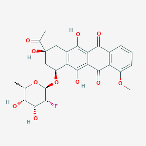 molecular formula C27H27FO11 B026983 (7S,9S)-9-acetyl-7-[(2R,3R,4R,5S,6S)-3-fluoro-4,5-dihydroxy-6-methyloxan-2-yl]oxy-6,9,11-trihydroxy-4-methoxy-8,10-dihydro-7H-tetracene-5,12-dione CAS No. 103946-11-8