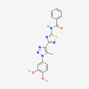 molecular formula C20H18N6O3S B2698301 N-{3-[1-(3,4-dimethoxyphenyl)-5-methyl-1H-1,2,3-triazol-4-yl]-1,2,4-thiadiazol-5-yl}benzamide CAS No. 895099-36-2