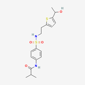 molecular formula C18H24N2O4S2 B2698302 N-[4-({2-[5-(1-hydroxyethyl)thiophen-2-yl]ethyl}sulfamoyl)phenyl]-2-methylpropanamide CAS No. 2097882-72-7