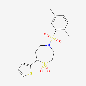 4-((2,5-Dimethylphenyl)sulfonyl)-7-(thiophen-2-yl)-1,4-thiazepane 1,1-dioxide