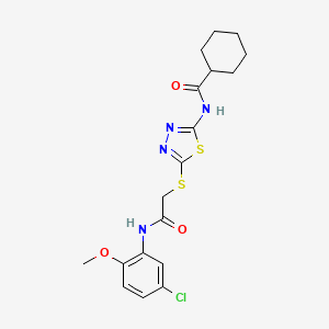N-(5-((2-((5-chloro-2-methoxyphenyl)amino)-2-oxoethyl)thio)-1,3,4-thiadiazol-2-yl)cyclohexanecarboxamide