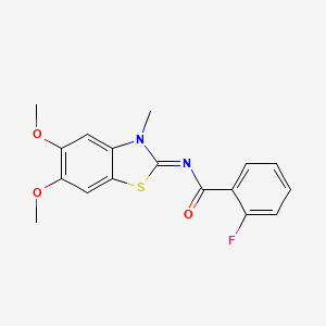 N-(5,6-dimethoxy-3-methyl-1,3-benzothiazol-2-ylidene)-2-fluorobenzamide