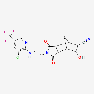 4-(2-{[3-Chloro-5-(trifluoromethyl)-2-pyridinyl]amino}ethyl)-9-hydroxy-3,5-dioxo-4-azatricyclo[5.2.1.0~2,6~]decane-8-carbonitrile