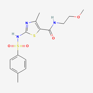 molecular formula C15H19N3O4S2 B2698344 N-(2-methoxyethyl)-4-methyl-2-(4-methylbenzenesulfonamido)-1,3-thiazole-5-carboxamide CAS No. 942004-14-0