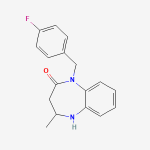 molecular formula C17H17FN2O B2698347 1-[(4-fluorophenyl)methyl]-4-methyl-2,3,4,5-tetrahydro-1H-1,5-benzodiazepin-2-one CAS No. 950421-92-8