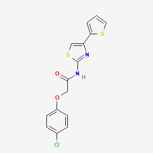 molecular formula C15H11ClN2O2S2 B2698359 2-(4-chlorophenoxy)-N-[4-(thiophen-2-yl)-1,3-thiazol-2-yl]acetamide CAS No. 330201-62-2