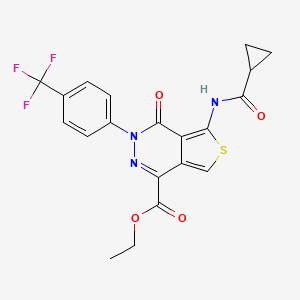Ethyl 5-(cyclopropanecarbonylamino)-4-oxo-3-[4-(trifluoromethyl)phenyl]thieno[3,4-d]pyridazine-1-carboxylate