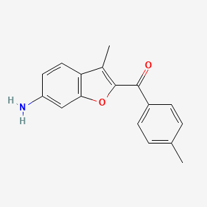 molecular formula C17H15NO2 B2698395 3-Methyl-2-(4-methylbenzoyl)-1-benzofuran-6-amine CAS No. 174344-23-1