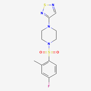 molecular formula C13H15FN4O2S2 B2698400 1-(4-Fluoro-2-methylbenzenesulfonyl)-4-(1,2,5-thiadiazol-3-yl)piperazine CAS No. 2097910-48-8