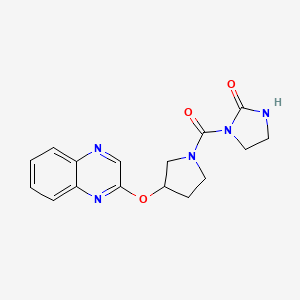 molecular formula C16H17N5O3 B2698412 1-[3-(Quinoxalin-2-yloxy)pyrrolidine-1-carbonyl]imidazolidin-2-one CAS No. 2097913-08-9