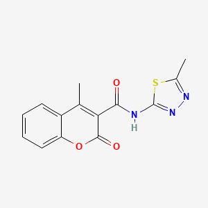 molecular formula C14H11N3O3S B2698418 4-methyl-N-(5-methyl-1,3,4-thiadiazol-2-yl)-2-oxo-2H-chromene-3-carboxamide CAS No. 1206995-33-6