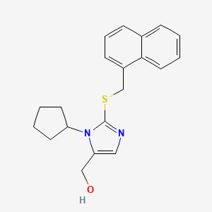 molecular formula C20H22N2OS B2698419 (1-cyclopentyl-2-((naphthalen-1-ylmethyl)thio)-1H-imidazol-5-yl)methanol CAS No. 921524-16-5