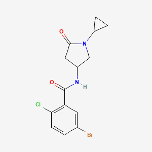molecular formula C14H14BrClN2O2 B2698429 5-bromo-2-chloro-N-(1-cyclopropyl-5-oxopyrrolidin-3-yl)benzamide CAS No. 1351602-14-6