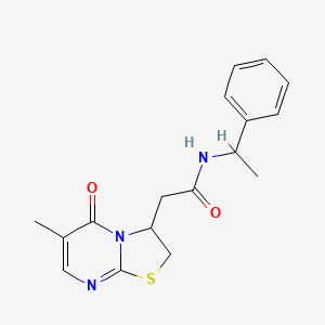 2-(6-methyl-5-oxo-3,5-dihydro-2H-thiazolo[3,2-a]pyrimidin-3-yl)-N-(1-phenylethyl)acetamide
