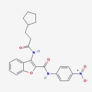 molecular formula C23H23N3O5 B2698437 3-(3-cyclopentylpropanamido)-N-(4-nitrophenyl)benzofuran-2-carboxamide CAS No. 887897-23-6
