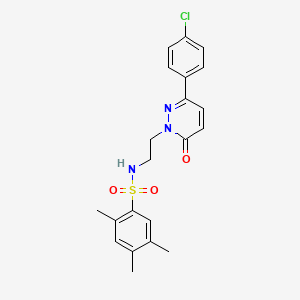 molecular formula C21H22ClN3O3S B2698459 N-{2-[3-(4-chlorophenyl)-6-oxo-1,6-dihydropyridazin-1-yl]ethyl}-2,4,5-trimethylbenzene-1-sulfonamide CAS No. 921513-28-2